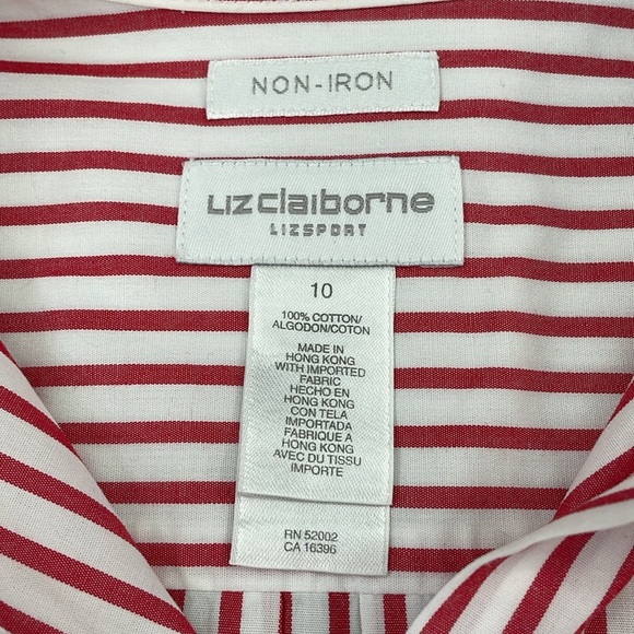 Women's Liz Claiborne Lizsport Button Down Cotton Long Sleeve Striped Shirt - Picture 15 of 16